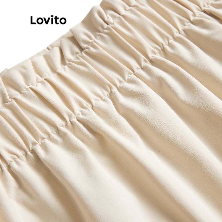 lovito-muslim-plain-button-front-zipper-ruched-delicate-texture-skirt-for-women-l47ed090-khaki