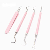 3Pcs Dental Probe ปากกระจกแหนบสแตนเลสสีชมพูคู่หัว Hygiene Explorer Probe Hook เครื่องมือทันตแพทย์