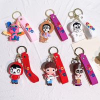 Disney Animation Coco Silicone Keychains Cartoon Figure Pendant Keyring Jewelry Keyholder for Car Key Bag Accessories Gift