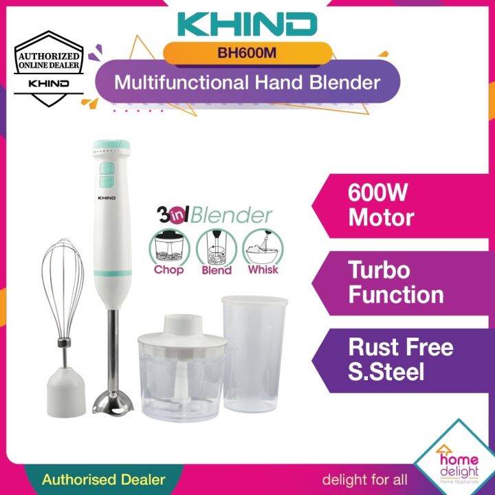 Hand blender Khind Multifunctional Hand Blender (600W) [ BH600M ] Lazada