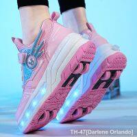 Darlene Orlando Cross-border supply of running shoes rechargeable male and female adult roller skates ultra-light wheel shoelace switch LED light shoes