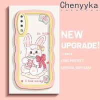 Chenyyka เคสสำหรับ Samsung A7 2018 เคสลายการ์ตูนกระต่ายสีชมพูน่ารักสีสันสดใสเคสมือถือกันกระแทกแบบใสนิ่มโปร่งใสลายกล้องถ่ายรูปที่สร้างสรรค์เคสป้องกันซิลิโคนเรียบ