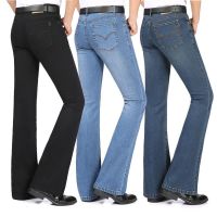 CODkuo0186 ☒Thin Jeans Men S Mid-Rise Stretch Slim Bootcut Trendy Casual Flared Pants Small La