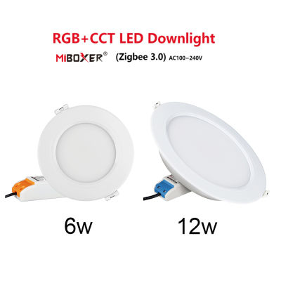 Mier Zigbee 3.0 RGB CCT LED Downlight 6W FUT068Z 12W FUT066Z รอบแผงโคมไฟเพดานสำหรับห้องนั่งเล่นห้องรับประทานอาหาร AC100-240V