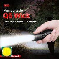 Mini Q5 Edc Flashlight Strong Ligh Small Led Flashlight Lamp 14500 Battery Led Lantern Torch Metal Clip Telescopic Zoom 3 Mode Rechargeable  Flashligh