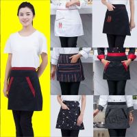 【hot sale】✜ D13 Ready Stock Waiter mens and womens half-length aprons Western restaurant hotel cafe cafeteria canteen chef apron work clothes universal waterproof imitation oil short apron