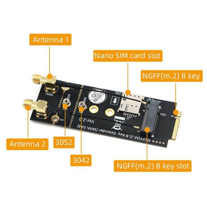 ngff-อะแดปเตอร์ตัวต่อขยายกุญแจ-m-2-b-ไปยังคีย์-b-สายต่อพ่วงสำหรับนาโนซิมช่องเสียบบัตรเสาอากาศ2-4g-5g-รองรับโมดูล3g-4g-5g-m-2อะแดปเตอร์-fjk3825การ์ดเครือข่าย-wifi
