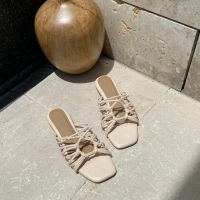 Remi - Slip-on braided strap sandals in BEIGE รองเท้าแตะสายถัก (หน้าเท้ากว้างเกิน 8.5 cm ต้องบวก 1 ไซส์)