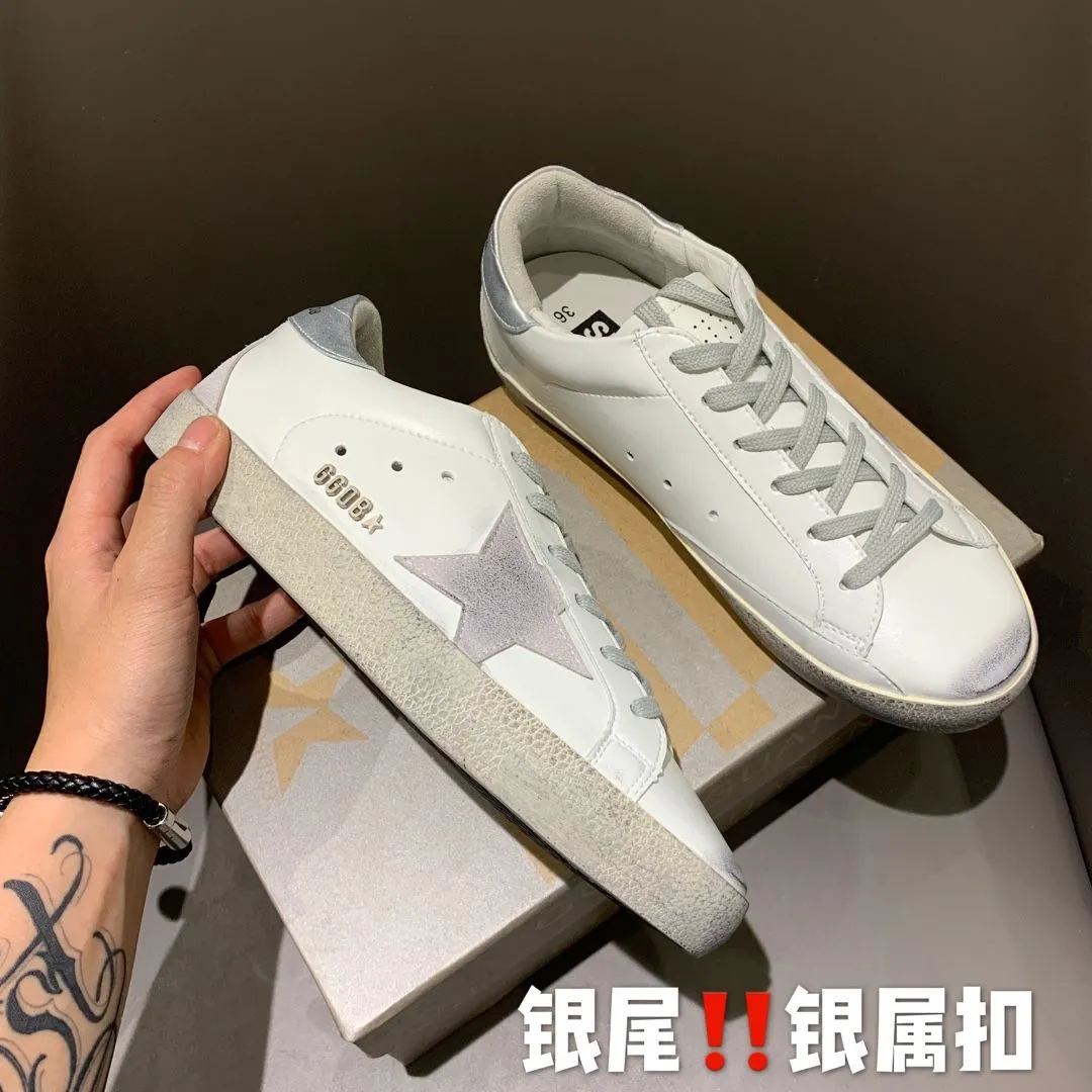 GGDBˉKorean version of small dirty shoes women's sports casual shoes old  white shoes star shoes sports lace-up sneakers 