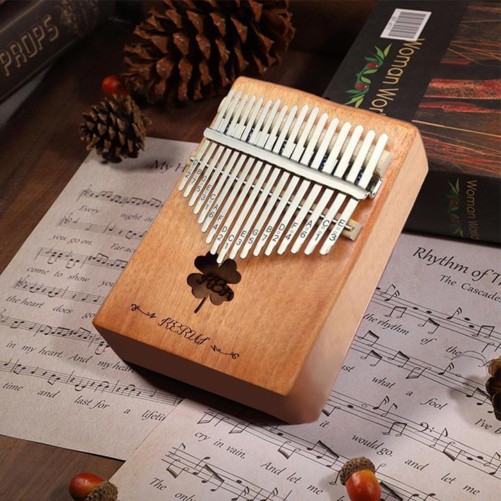 kalimba-17คีย์เปียโนนิ้วหัวแม่มือเครื่องดนตรีไม้มะฮอกกานีสำหรับผู้เริ่มต้นด้วยอุปกรณ์เสริม-c0v4