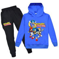 Sonic Sonic The Hedgehog เด็กชายและเด็กหญิงตั้งแขนยาวเสื้อกันหนาวหมวกสบายๆเสื้อกันหนาวกางเกง