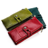 Fashion Vintage Genuine Leather Women Wallets Long Cowhide Card Holder Purse