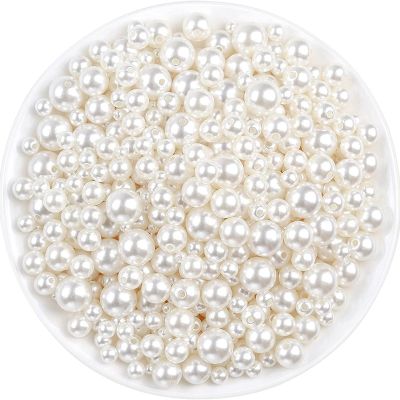 3-16mm Ivory Pearl Beads ABS Imitation Pearl with Hole Craft Bead Acrylic Loose Pearls for DIY Bracelet Sew Craft Jewelry Making