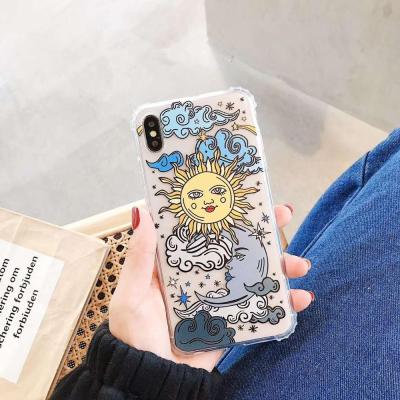 Funny Sun moon phone case for iphone 11 case Funny soft for iphone XR XS MAX 6 6S 7 8 Plus 12 transparent TPU cover fundas coque