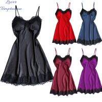 คนรักการ®ผู้หญิงเซ็กซี่ Silky Lace Patchwork V คอสปาเก็ตตี้ Nightdress ชุดนอน