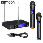 okoogeeKaraoke Microphones UHF 2 CH Cordless Dual Handheld Microphone