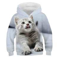 3D Animal Printed Hoodies For Choldren Boys Girls Winter Long sleeve Cat Pullover Funny Sweatshirt Kids Children Clothes 4-14T