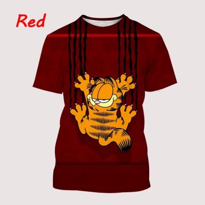 Summer New Fashion Casual Garfield 3D Printing Mens Round Neck Short Sleeve Tops T-shirt