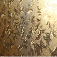 【A PRETTY】3D Gold Rich OfLeaf Frosted Window Film Drop Shipping Non Adhesive DecorativeStatic Cling Privacy Glass Film