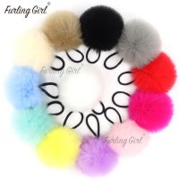 ☾✳ Furling Girl 1PC 8cm Faux Rabbit Fur Pompoms Rubber Elastic Hair Bands Soft Hand Made Ball Hair Scrunchies Hair Accessories