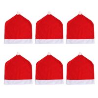 6 Pcs Christmas Dining Chair Slipcovers Chair Back Covers Xmas Santa Claus Cover GXMA