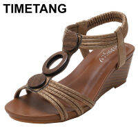 【CW】TIMETANG Wedge Sandals Womens thick-soled Womens Summer New style American Casual Soft-soled mother Shoes Plus Size RRoman