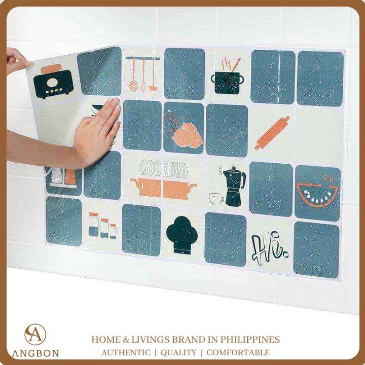 Angbon 45*75cm Waterproof Kitchen AntiOil Wall Sticker Adhesive Kitchen Tiles Protector Lazada PH