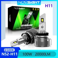 Novsight N52 H11 ชุดหลอดไฟหน้า LED 6500K สีขาว Super Bright LED Light สำหรับรถยนต์ High Beam/Low Beam 100W 20000LM Plug and Play ในสต็อก 2 ชิ้นรับประกัน 2 ปีจัดส่งฟรี