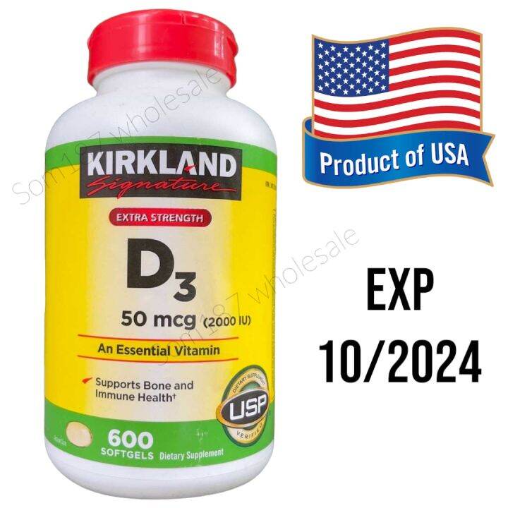 Kirkland D3 50 mcg 600 Softgels vitamin D3 2000iu kirkland วิตามิน ดี3