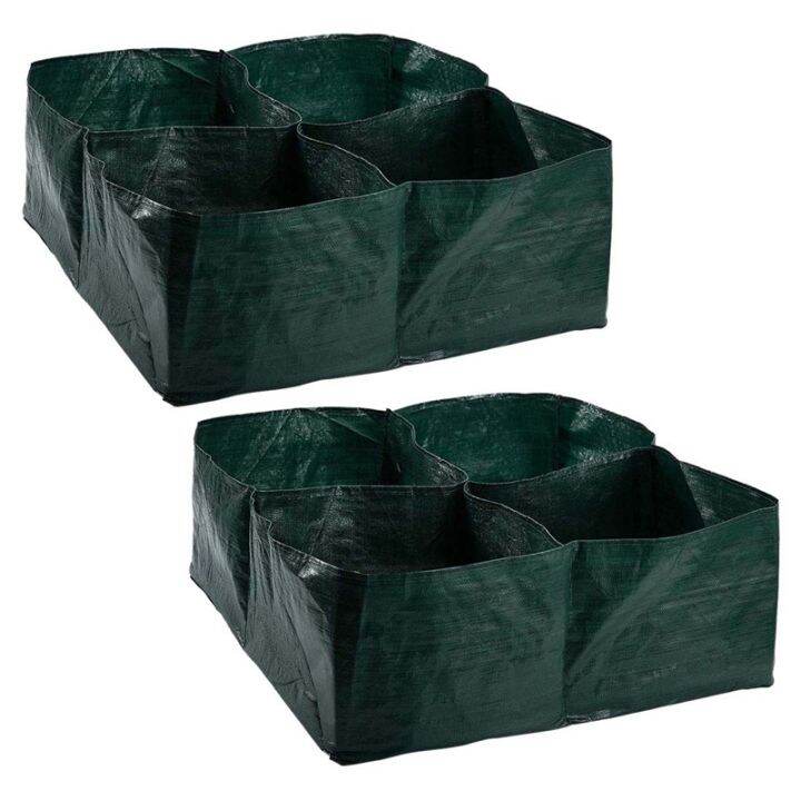 2x-raised-garden-planter-fabric-bed-4-divided-grids-durable-square-planting-grow-pot-for-suitable-for-planting