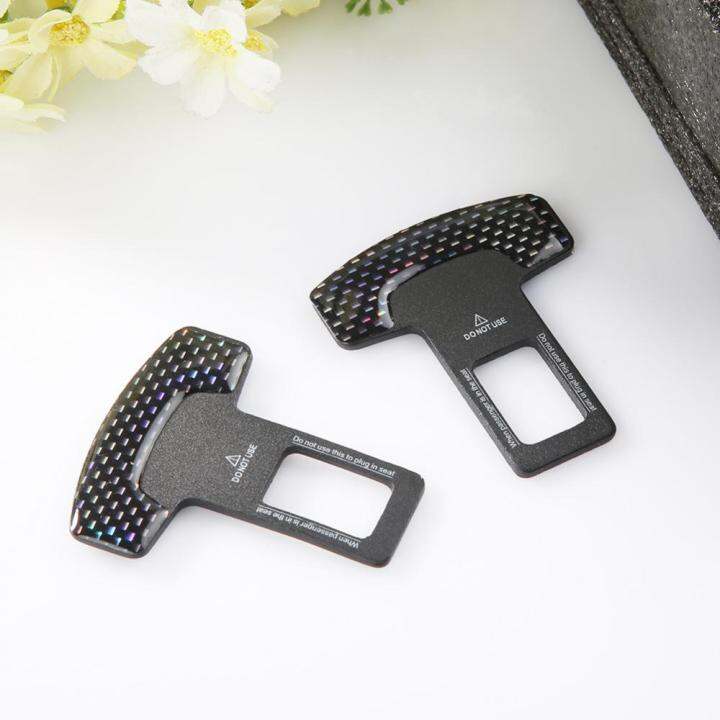 2pcs-safety-belt-buckle-clip-extender-real-carbon-fiber-car-seat-alarm-canceler-stopper-seat-belt-accessories-adhesives-tape