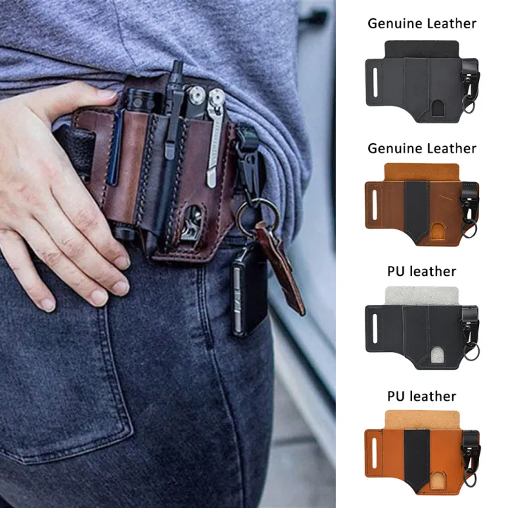 🔥Leather Sheath Multitool Sheath Pocket Organizer Leather, Leather Belt ...