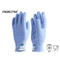 ถุงมือกันบาดสีฟ้า MICROTEX® รุ่น Blue CUT5 Turn | ทำอาหาร | กันคมมีด | จับหั่นเนื้อสัตว์