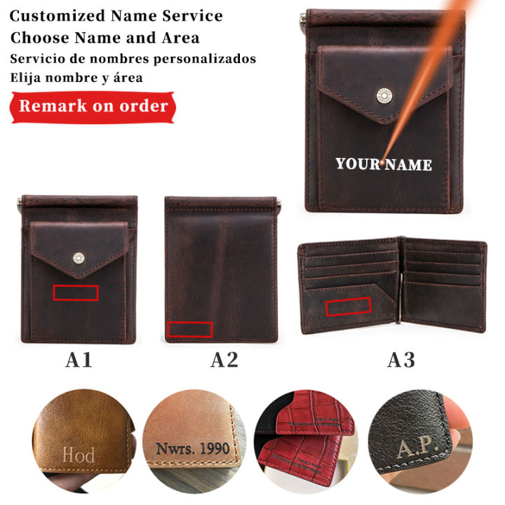 genuine-leather-card-wallet-free-engraving-name-slim-money-clip-money-case-men-women-bifold-wallets-with-coin-pocket-gift