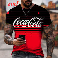 2023 แฟชั่น Coca-Cola Casual Man เสื้อยืดคอกลมพิมพ์ 3D Coca-Cola Cool Hip Hop Unisex แฟชั่นแขนสั้นเสื้อยืด