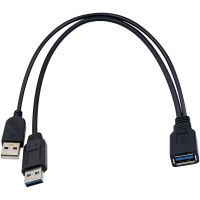 USB 3.0 Y Cable USB 3.0 Type A Female to Dual USB Male 1 to 2 Sync Data Charging Converter Y Extension Cable Cord