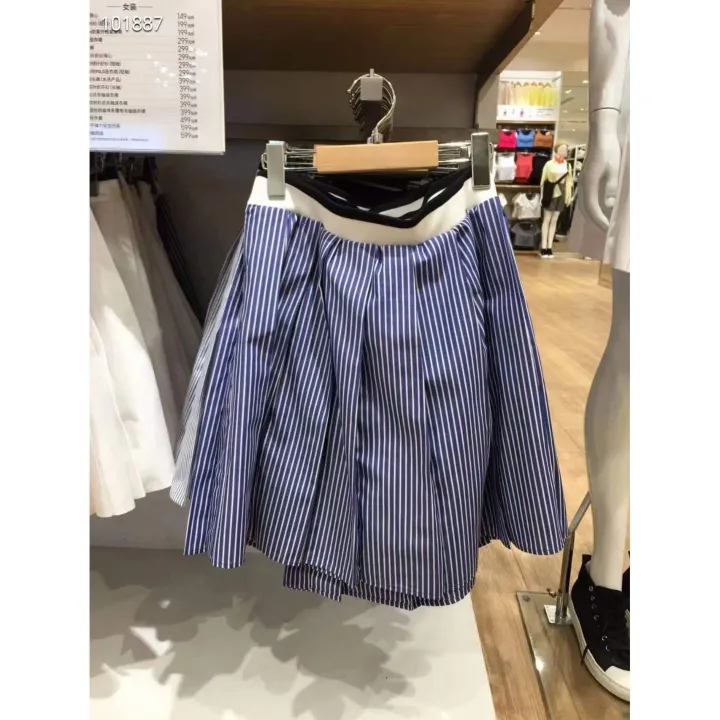 uniqlo-เสื้อผ้าผู้หญิง2023ห้องลองเสื้อใหม่สำหรับฤดูร้อน457703กระโปรงสั้นสไตล์มหาลัยกระโปรงสั้นอัดพลีท