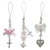 Bow-Love พวงกุญแจคริสตัล Y2k ลูกปัดสายคล้อง Charm Cross-จี้ห่วงโซ่โทรศัพท์ Anti-Lost สำหรับผู้หญิงหญิงสีชมพู-Youerd