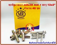 พุกอิฐมวลเบา m8x38 mm พร้อมสกรู 12x2" แพ็คกล่อง 40 ชุด