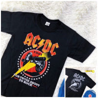 เสื้อยืดฝ้ายฤดูร้อน เสื้อวง ACDC หน้าหลัง