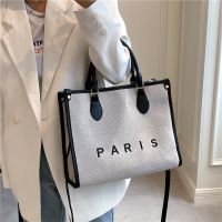 French Style Canvas Large Office Work Tote Handbags For Women 2023 Trend Luxury Designer Small Ladies Shoulder Crossbody Bags