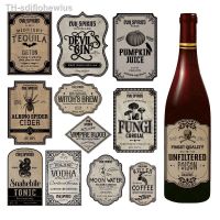 【hot】♧♦  Wine Bottle Adesivos Bar Beverage Etiqueta Terror Atmosfera Crânio Bat Paper Feliz 2023