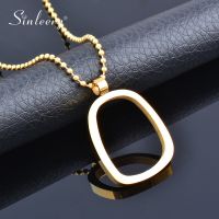 SINLEERY Stainless Steel Jewelry Minimalist Geometric Couple Gold Color Womens Pendant Long Necklace SSK