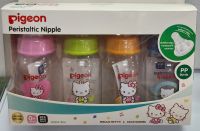 Pigeon ขวดนมคอแคบ4oz.แพค4ขวด มาพร้อมจุกเสมือนนมแม่ ไซส์S พีเจ้น Peristaltic Nipple 4oz.Pack4