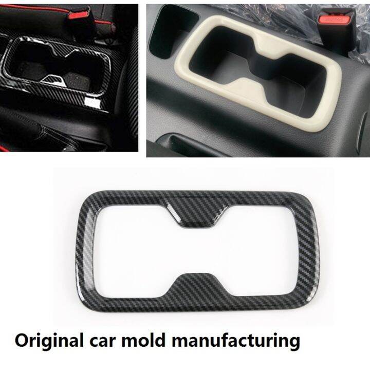 for-nissan-navara-np300-2016-2019-carbon-fibre-car-front-water-cup-holder-protector-frame-cover-trim-sticker-accessories