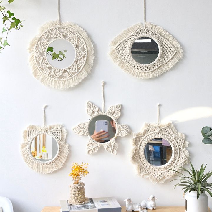 Cozyroom shop〗 Wall Mirror Macrame Decorative Mirrors Boho Home ...