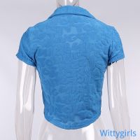 Wittygirlsshop รองเท้ากีฬาแฟชั่น เสื้อคาร์ดิแกนคอวีกระดุมแถวเดียวท็อปส์เซ็กซี่สําหรับผู้หญิง