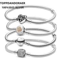 Top Pandoraer Bracelet For Women Real 100 925 Sterling Silver Snake Chain Bangle Fit Original Charms DIY High Quality Jewelry