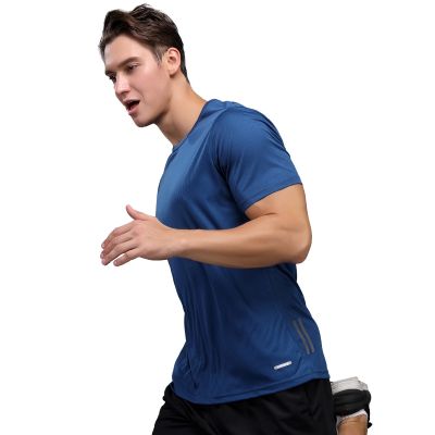 เสื้อออกกำลังกายแขนสั้นเข้ารูปสำหรับผู้ชาย,เสื้อออกกำลังกายแห้งเร็วการฝึกกีฬาเข้ารูปสำหรับวิ่งออกกำลังกาย Tee เพาะกาย