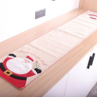 Christmas Decoration Tablecloth Non-Woven Father Christmas Embroidered Christmas Table Flag 180cm Family Table Decoration